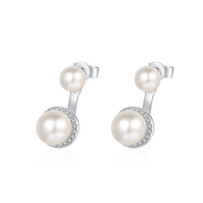 Freshwater Cultured Pearl Stud Earring Moissanite