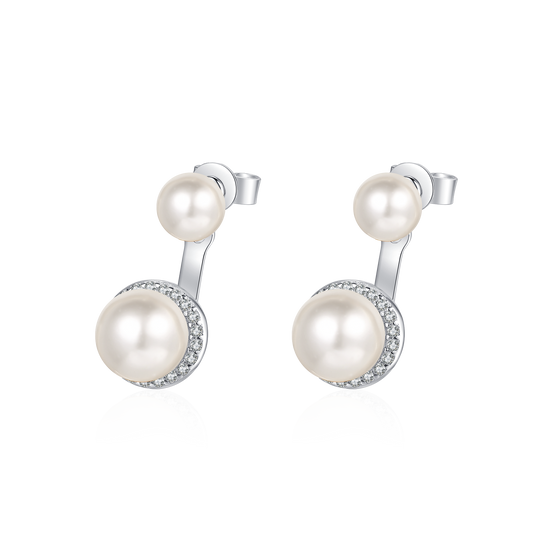 Freshwater Cultured Pearl Stud Earring Moissanite