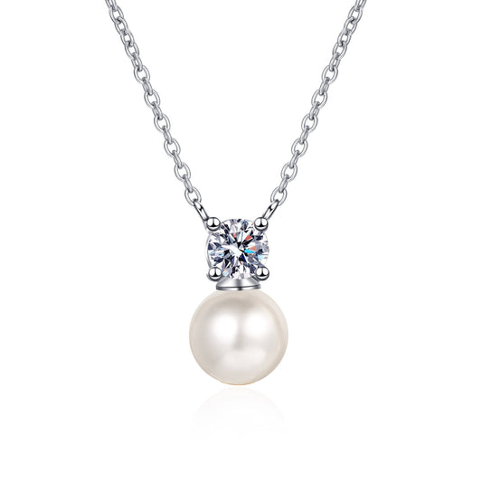 Freshwater Cultured Pearl Necklace With Moissanite for Women