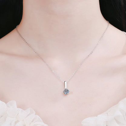 White Gold Moissanite Pendant Necklace For Women