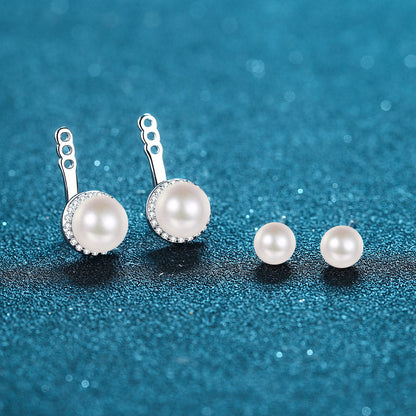 Freshwater Cultured Pearl Stud Earring Moissanite