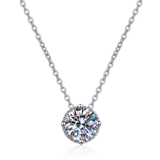 White Gold Real Moissanite Pendant Necklace For Women