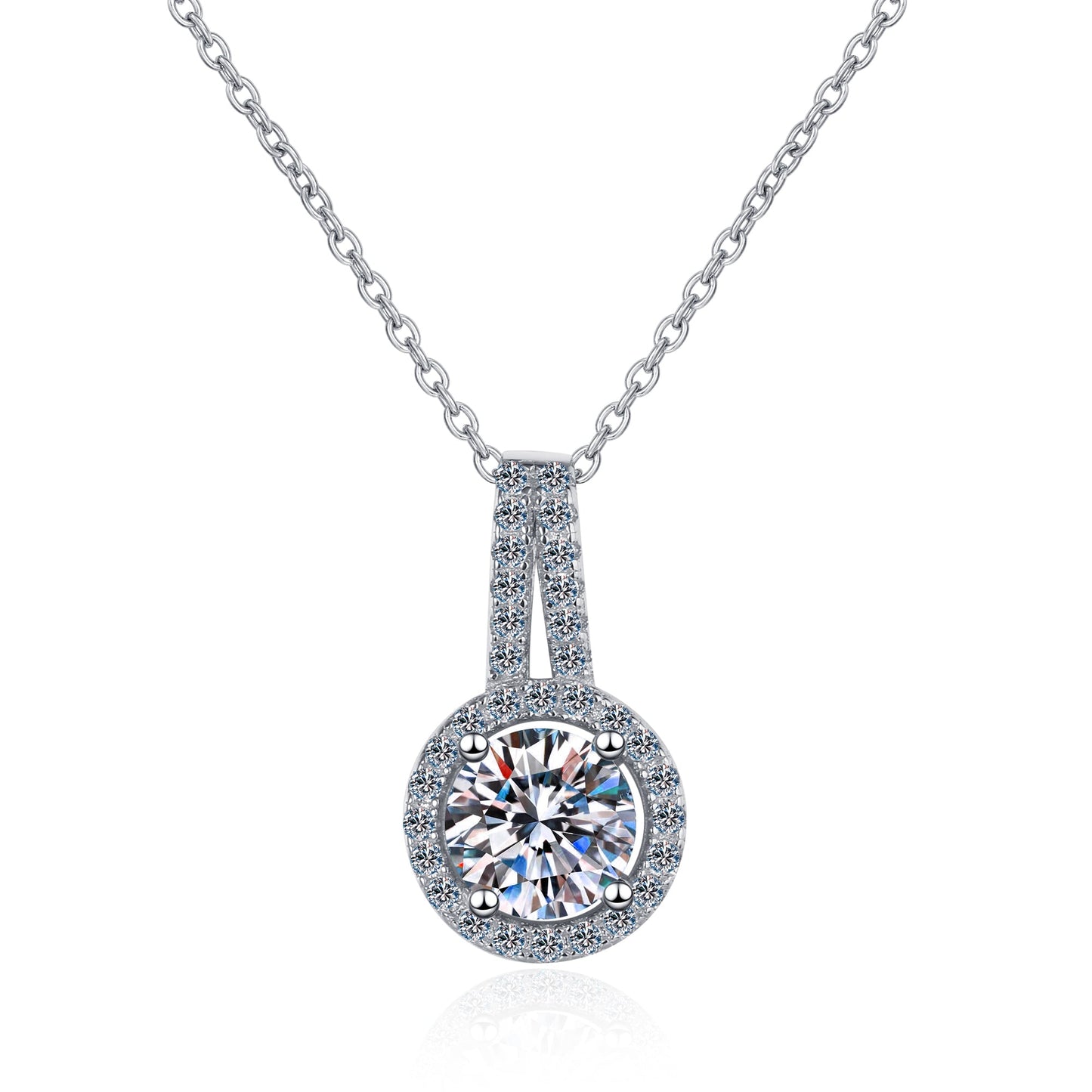 White Gold Moissanite Pendant Necklace For Women