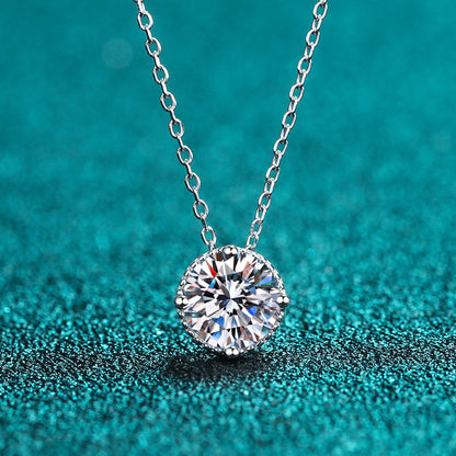 White Gold Real Moissanite Pendant Necklace For Women