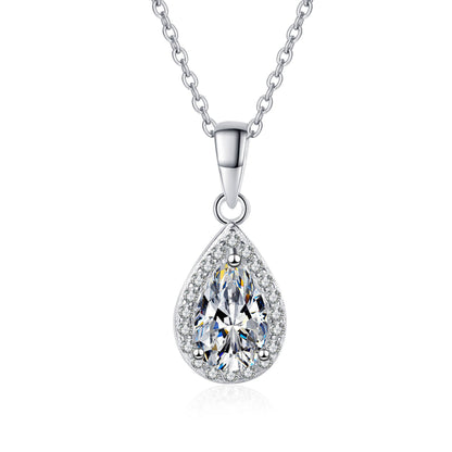 White Gold Moissanite Pendant Necklace For Women