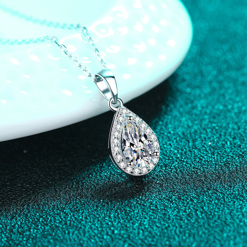 White Gold Moissanite Pendant Necklace For Women