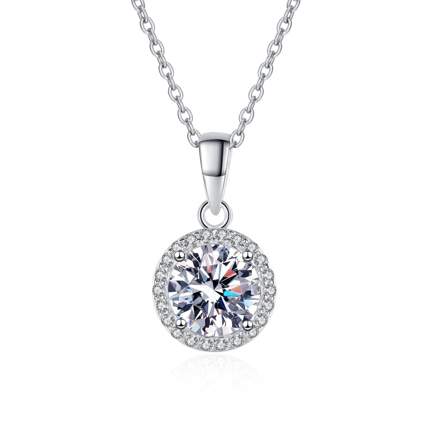 White Gold  Moissanite Pendant Necklace For Women