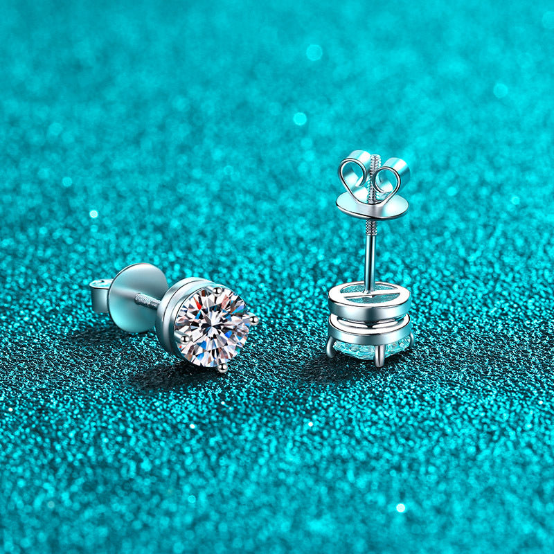 Moissanite Stud Earrings For Women Sparkling Wedding Jewelry