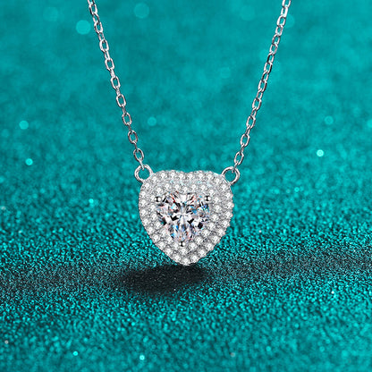 White Gold Moissanite Pendant Necklace Jewelry