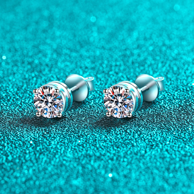 Moissanite Stud Earrings For Women Sparkling Wedding Jewelry