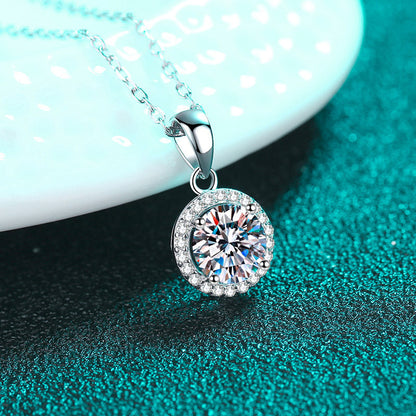 White Gold  Moissanite Pendant Necklace For Women