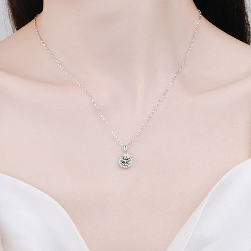 White Gold  Moissanite Pendant Necklace For Women