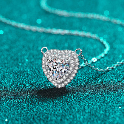 White Gold Moissanite Pendant Necklace Jewelry