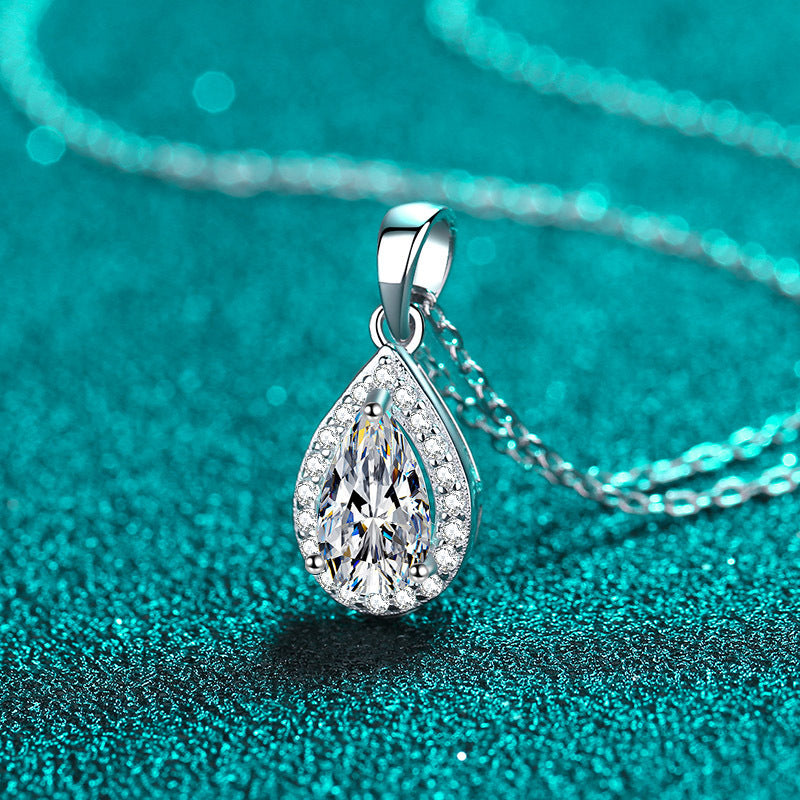 White Gold Moissanite Pendant Necklace For Women