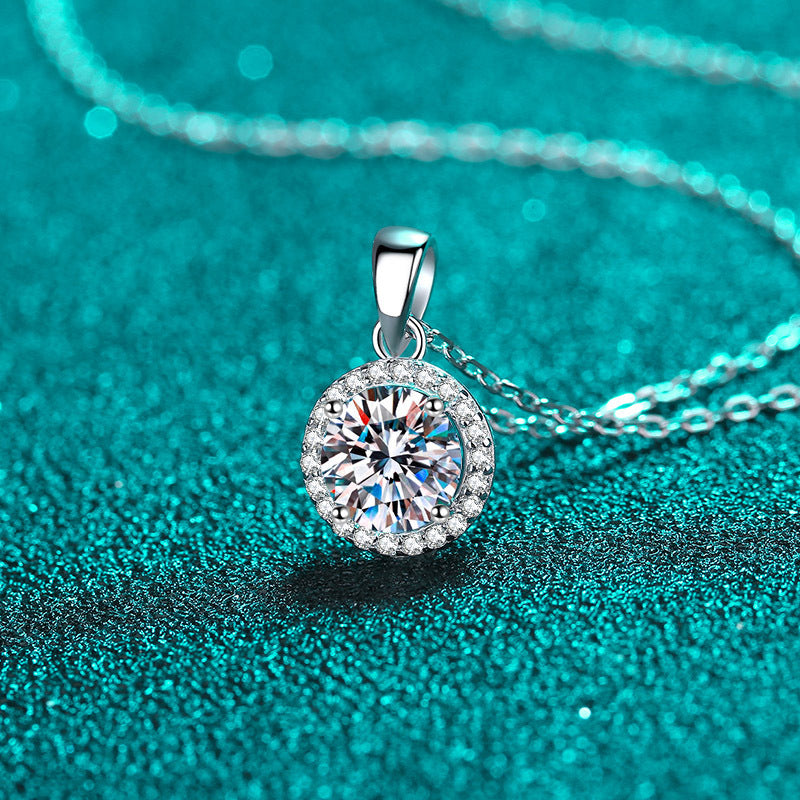 White Gold  Moissanite Pendant Necklace For Women