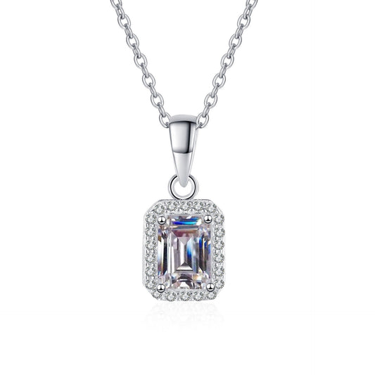 Emerald Cut Moissanite Pendant Necklace For Women