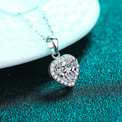 Moissanite Pendant Necklace White Gold Wedding Party Fine Jewelry