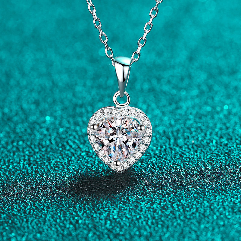 Moissanite Pendant Necklace White Gold Wedding Party Fine Jewelry