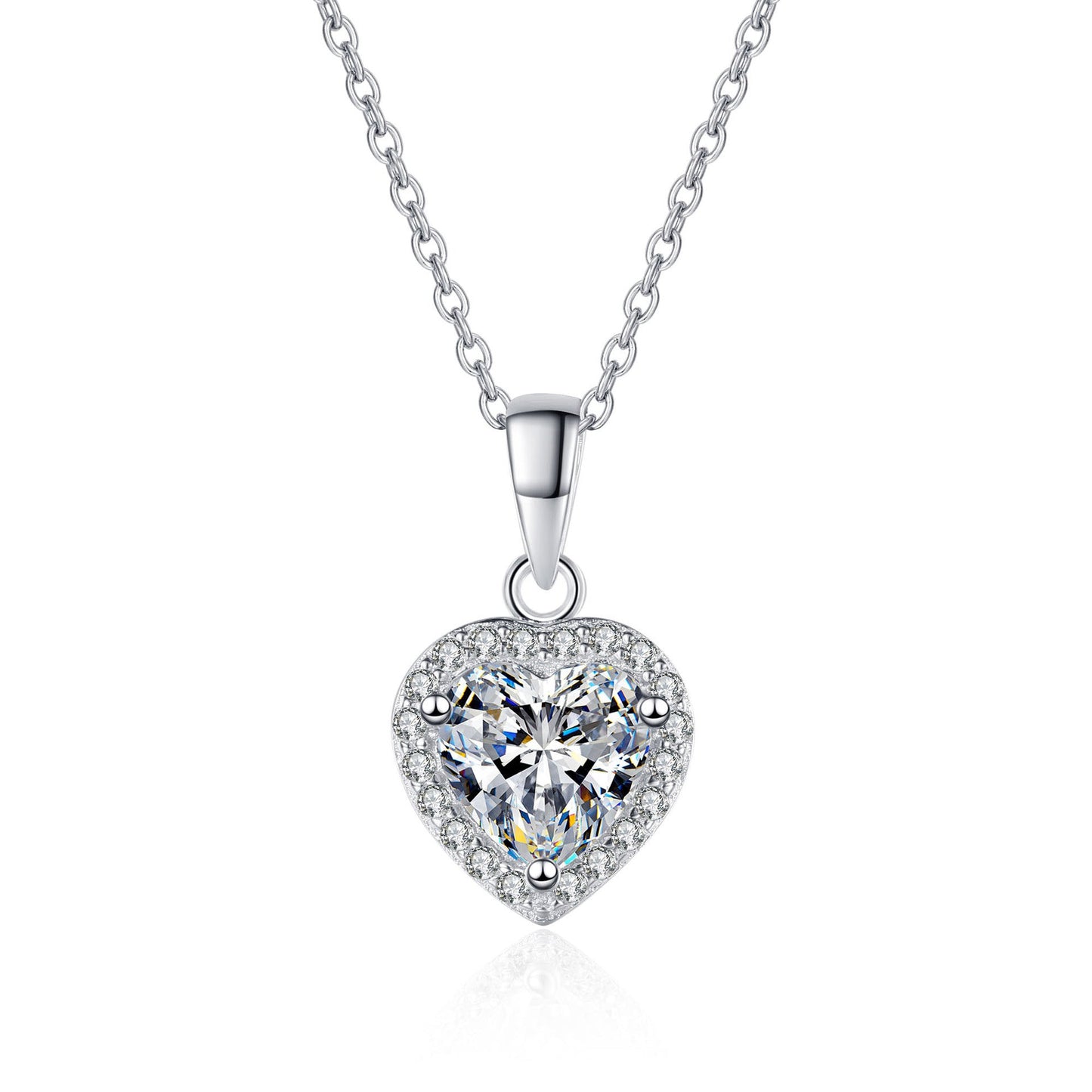 Moissanite Pendant Necklace White Gold Wedding Party Fine Jewelry