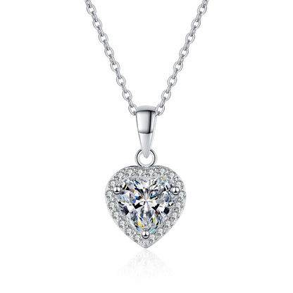 Moissanite Pendant Necklace White Gold Wedding Party Fine Jewelry