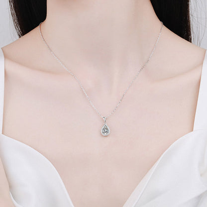 White Gold Moissanite Pendant Necklace For Women