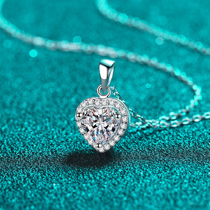 Moissanite Pendant Necklace White Gold Wedding Party Fine Jewelry