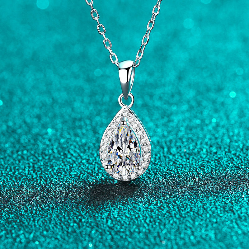 White Gold Moissanite Pendant Necklace For Women