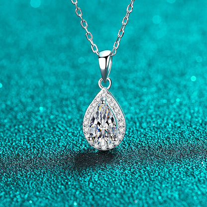 White Gold Moissanite Pendant Necklace For Women