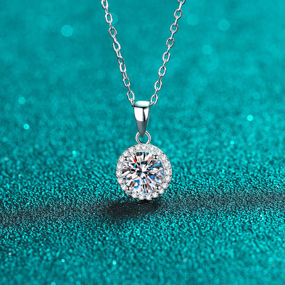 White Gold  Moissanite Pendant Necklace For Women