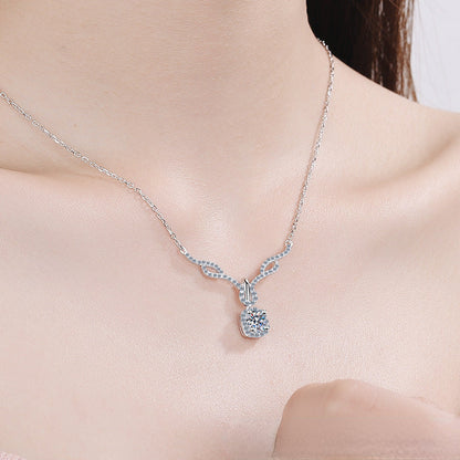 White Gold Moissanite Pendant Necklace For Women