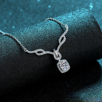 White Gold Moissanite Pendant Necklace For Women