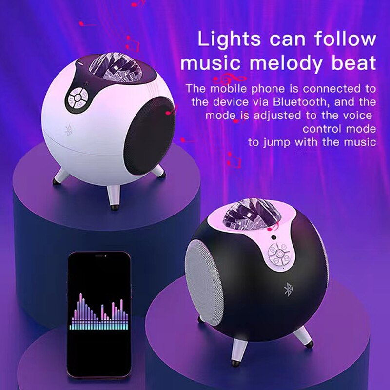 Led Star Galaxy Night Light Bluetooth Dual Speaker