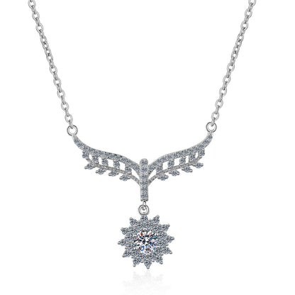 White Gold Moissanite Pendant Necklace For Women Jewelry