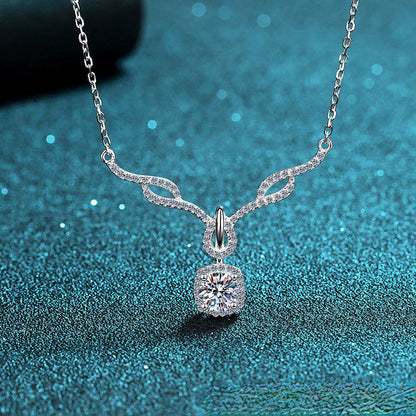 White Gold Moissanite Pendant Necklace For Women