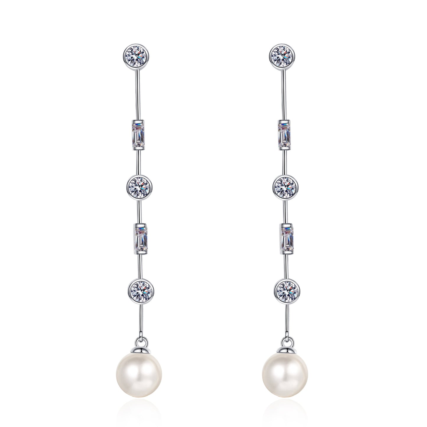 Cubic Moissanite and Pearl Drop Earring