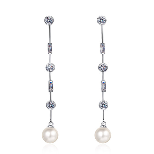 Cubic Moissanite and Pearl Drop Earring