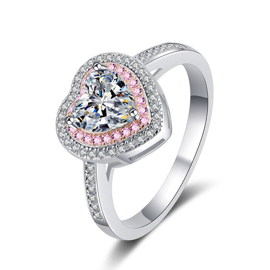 Heart Halo pink Ring