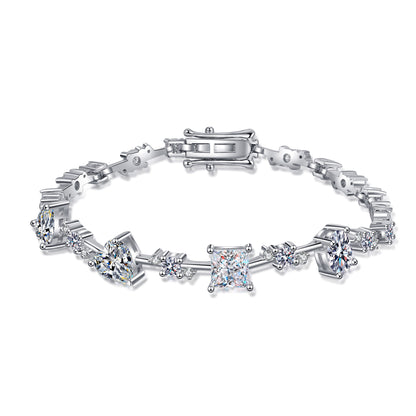 Heart Shape Cubic Zirconia/moissanite Tennis Bracelet For Women