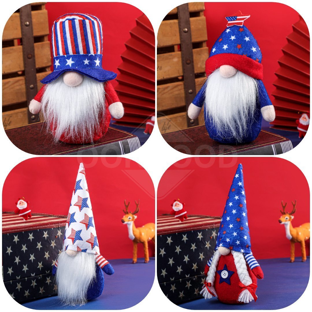 Patriotic Plush Gnome Doll For Independence Day Ornament