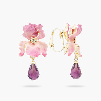 Bearded Iris clip-on earrings